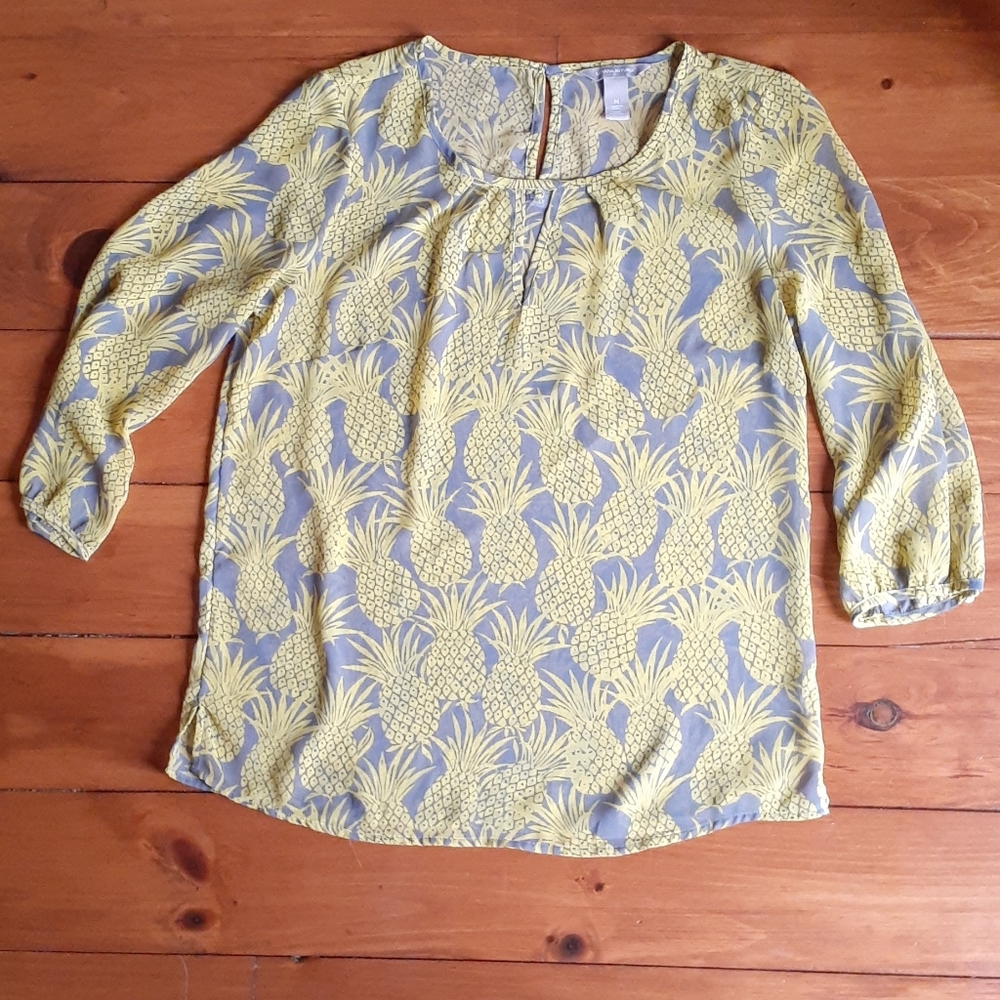 Sheer pineapple blouse from Banana Republic